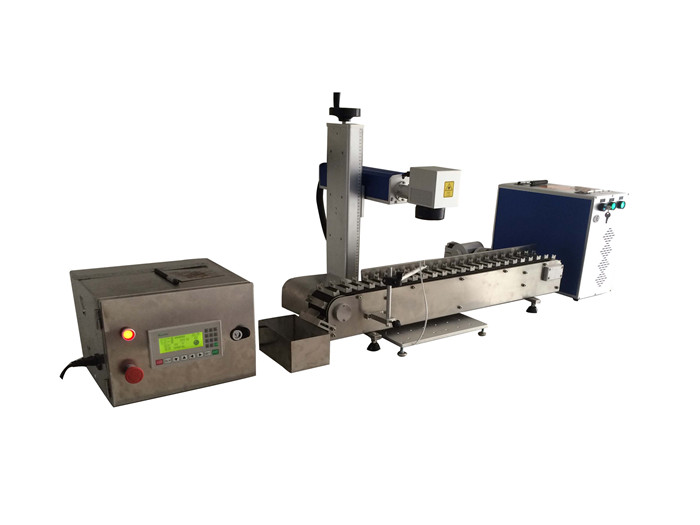 High efficiency online flying fiber laser marking machine with conveyor belt