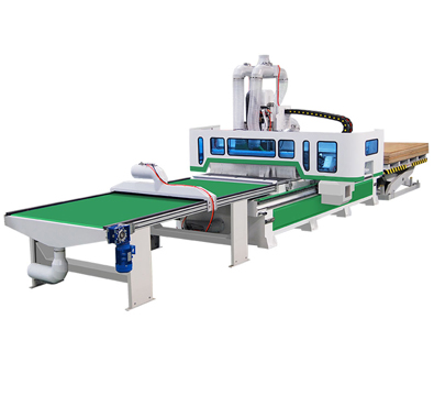 Wooden furniture panel production line with automatic nesting system