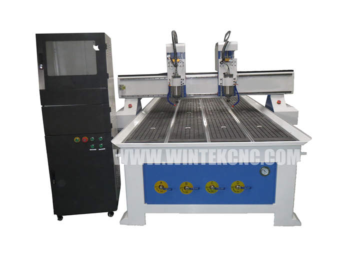 Double heads 4x8ft cnc router for wood furniture working