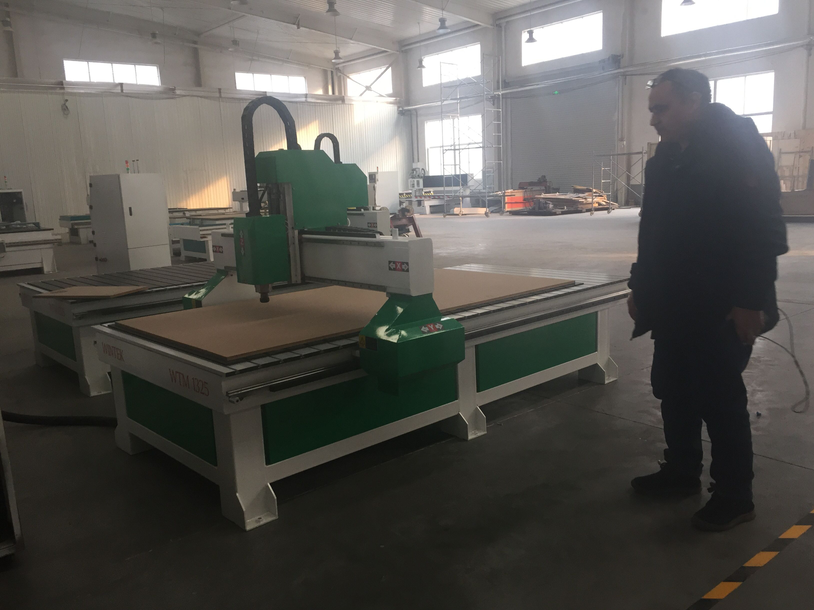 Libya customer tested two sets 1325 cnc router machines in factory